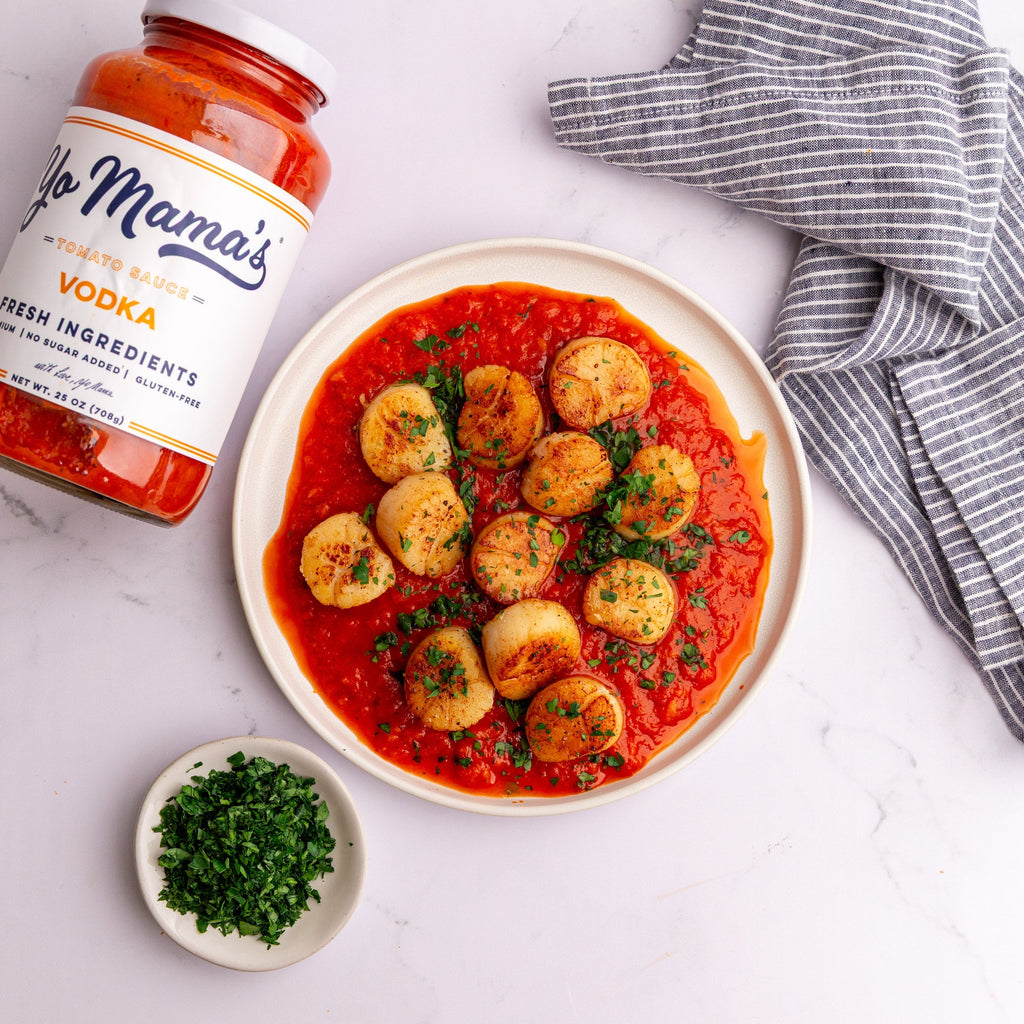 Seared Scallops & Vodka Sauce - Yo Mama's Foods